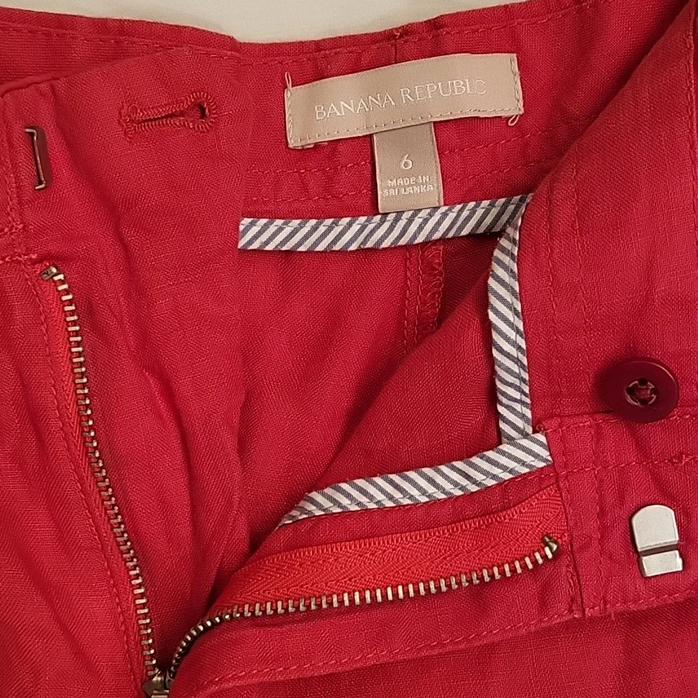 Red linen Banana Republic pants - Picture 3 of 7